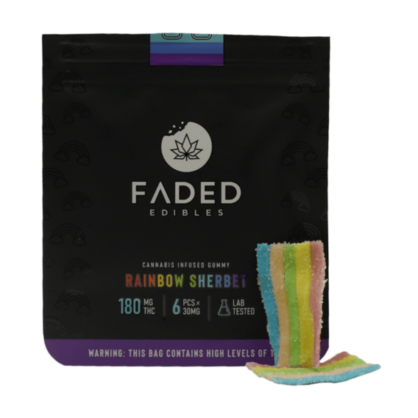 Faded Edibles – Rainbow Sherbet – 180mg | Hush Cannabis Club Canada