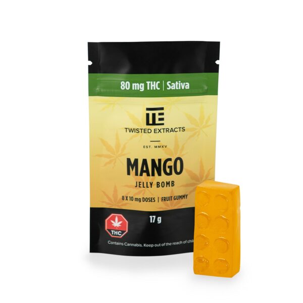 Twisted Extracts- Mango Jelly bomb – SATIVA – 80MG THC | Hush Cannabis Club Canada