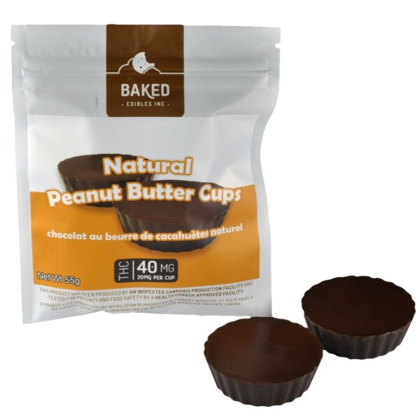 Baked Edibles – Chocolate Mini Peanut Butter Cups 40mg THC | Hush Cannabis Club Canada