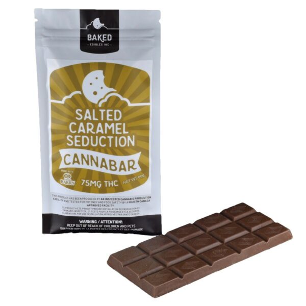 Baked Edibles – Chocolate Bar – Salted Caramel Seduction 75mg THC | Hush Cannabis Club Canada