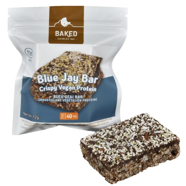 Baked Edibles – Crispy Vegan Blue Jay Bar 40mg THC | Hush Cannabis Club Canada