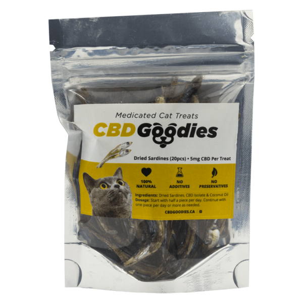 CBD Goodies – Medicated Cat Treats – Dried Sardines – 100mg CBD | Hush Cannabis Club Canada