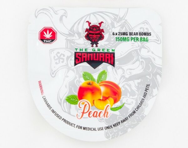The Green Samurai – Peach Gummies – 150mg | Hush Cannabis Club Canada