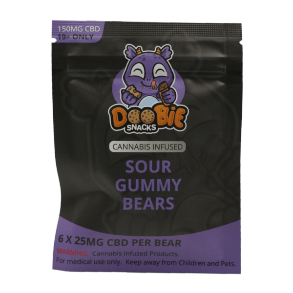 Doobie Snacks – CBD Sour Gummy Bears – 150mg CBD | Hush Cannabis Club Canada