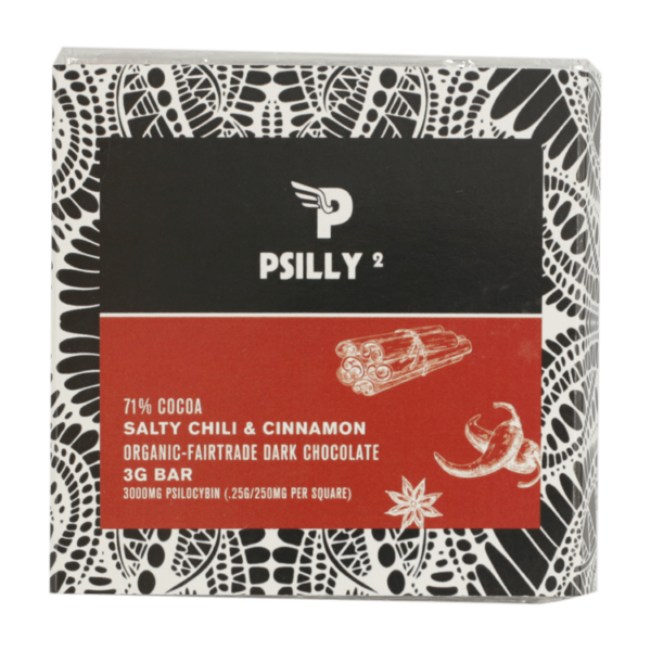 Psilly – Dark Chocolate Bar – Salty Chili & Cinnamon | Hush Cannabis Club Canada