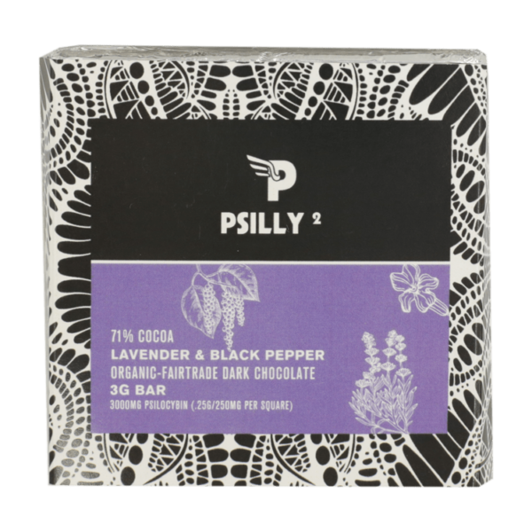 Psilly – Dark Chocolate Bar – Lavender & Black Pepper | Hush Cannabis Club Canada