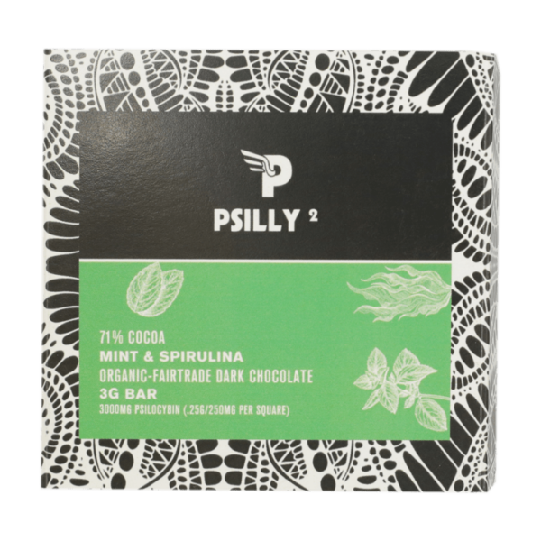 Psilly – Dark Chocolate Bar – Mint & Spirulina | Hush Cannabis Club Canada