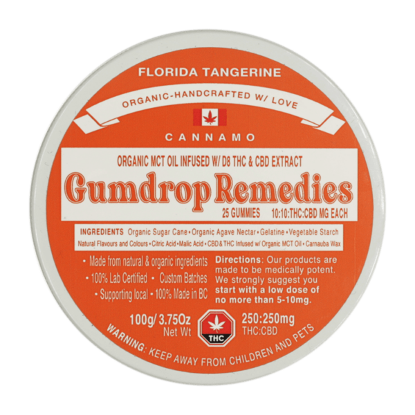 Gumdrop Remedies – Florida Tangerine 1:1 Gummies – 250mg THC/250mg CBD | Hush Cannabis Club Canada