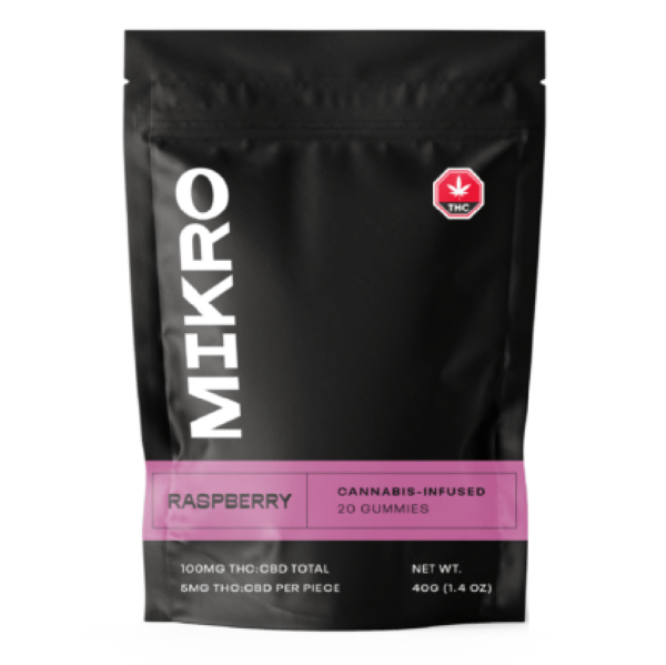 Mikro – 1:1 THC/CBD Gummies – 100mg – Raspberry | Hush Cannabis Club Canada