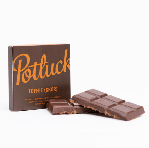 Potluck – Infused Chocolate – Toffee (Skor) – 300mg THC | Hush Cannabis Club Canada