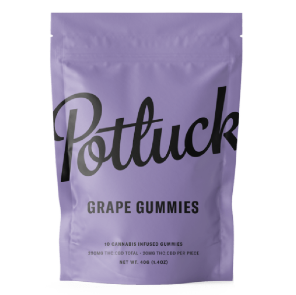 Potluck Extracts – Grape Gummies (1:1) – 100mg THC / 100mg CBD | Hush Cannabis Club Canada