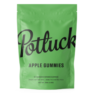 Potluck Extracts – Apple Gummies (1:1) – 100mg THC / 100mg CBD | Hush Cannabis Club Canada