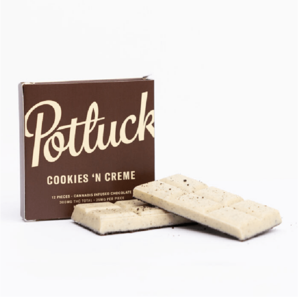 Potluck – Infused Chocolate – Cookies & Cream – 300mg THC | Hush Cannabis Club Canada