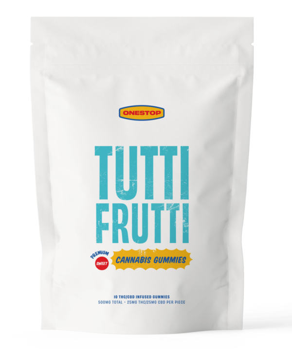 OneStop – Tutti Frutti 1:1 Gummies – 250mg THC / 250mg CBD | Hush Cannabis Club Canada